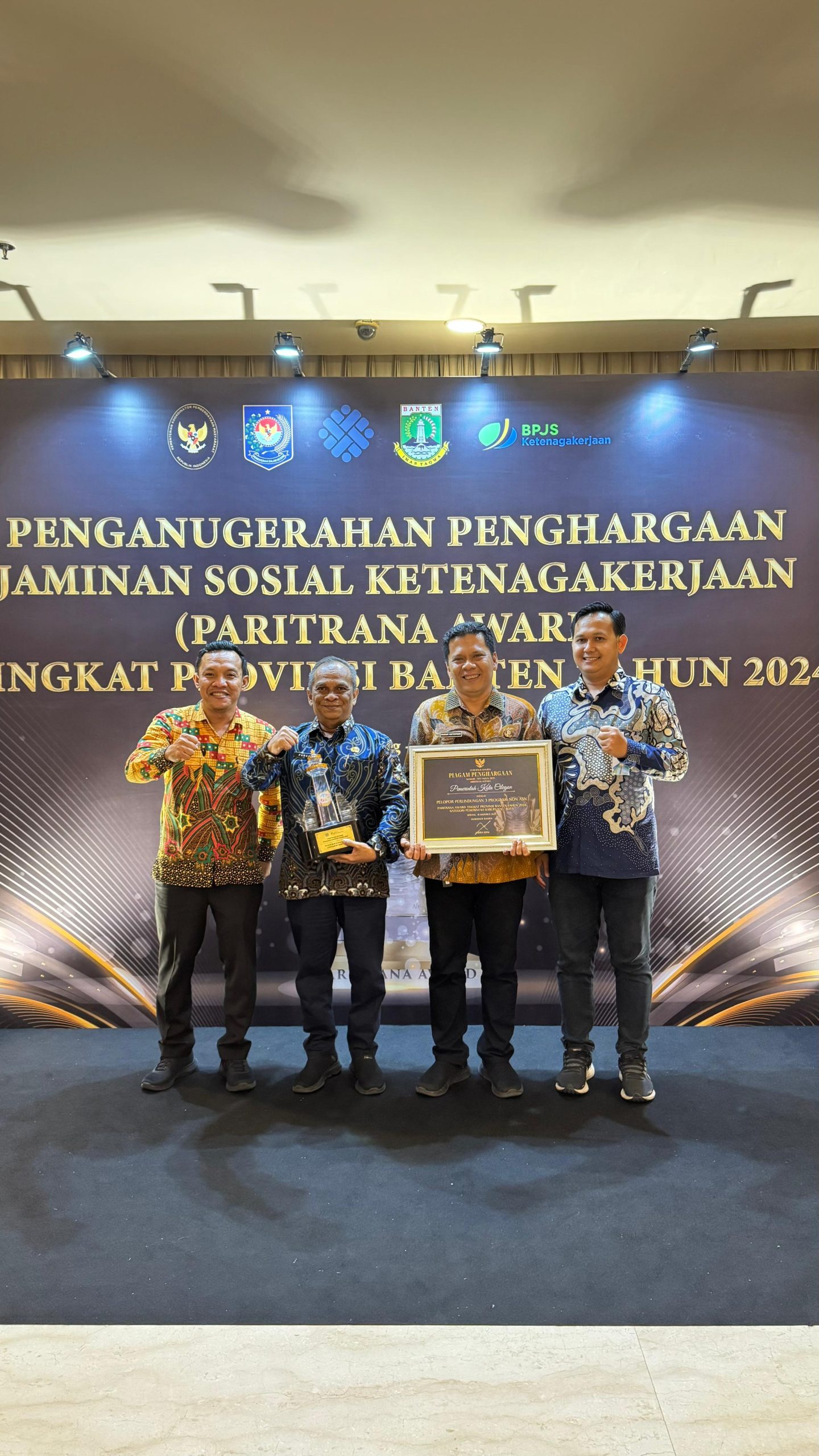 Jadi Pelopor Perlindungan Non-ASN, Pemkot Cilegon Sabet Paritrana Award Tingkat Provinsi Banten